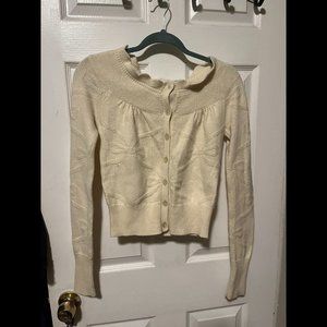 Anthropologie Guinevere cardigan sweater cream with bow details Small
